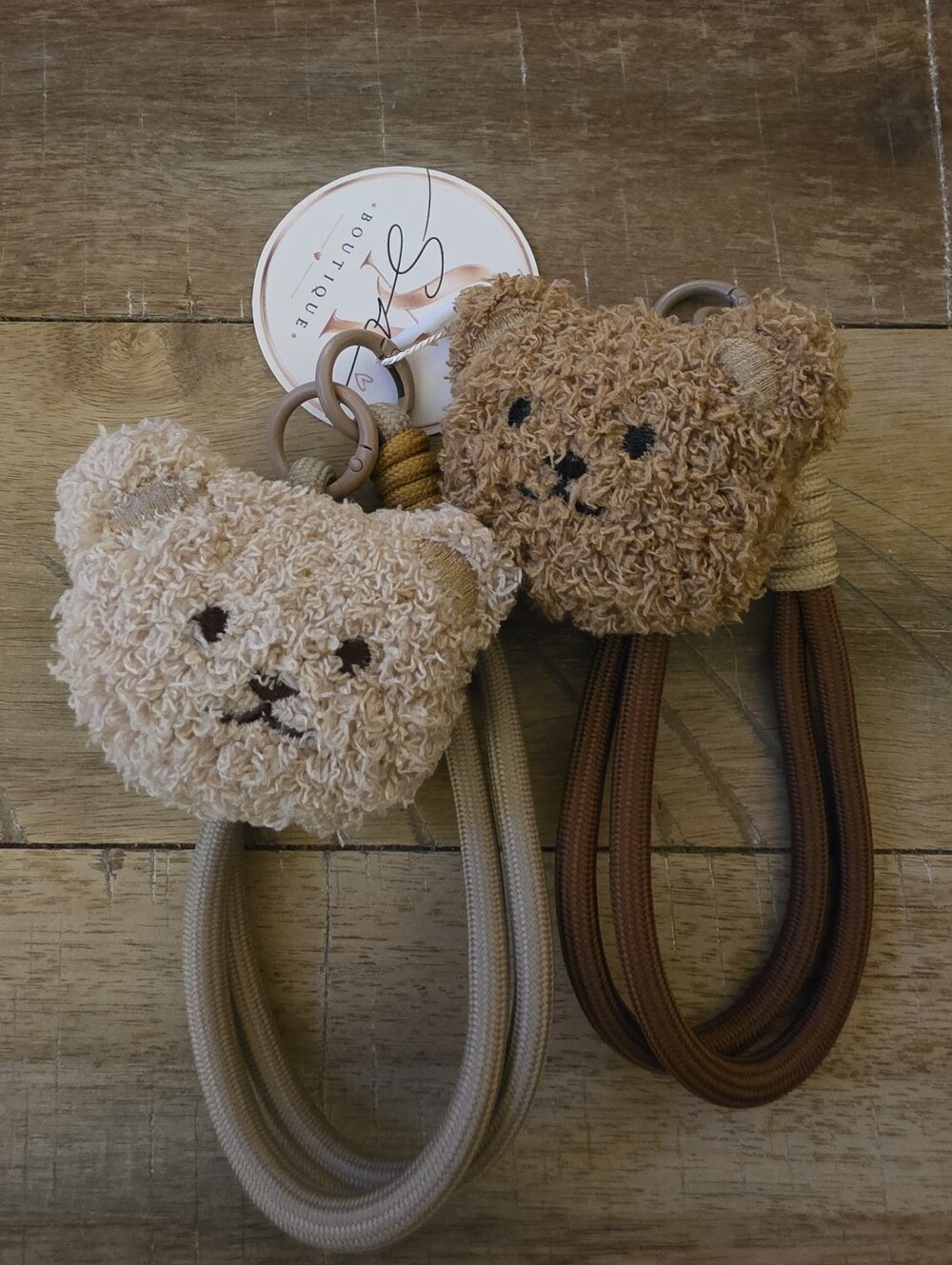 Plush Bears Charm Set of 2 - Beige and Brown